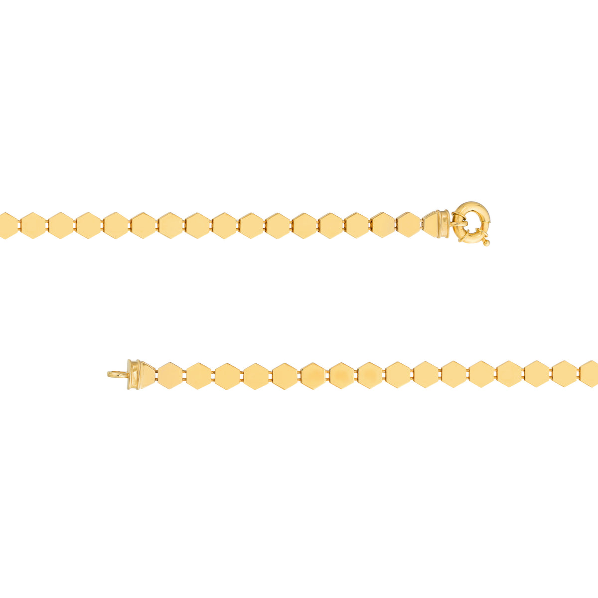 DFJ 14 Karat Yellow Gold Polished Hexagonal Bracelet