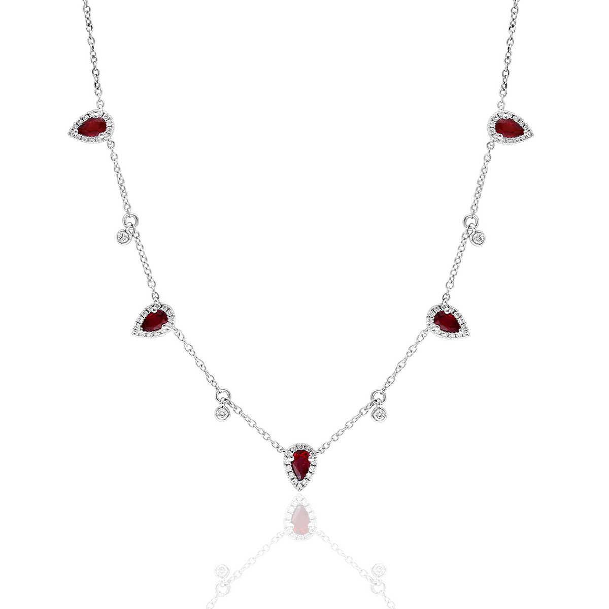 DFJ 18 Karat White Gold Rubies Necklace