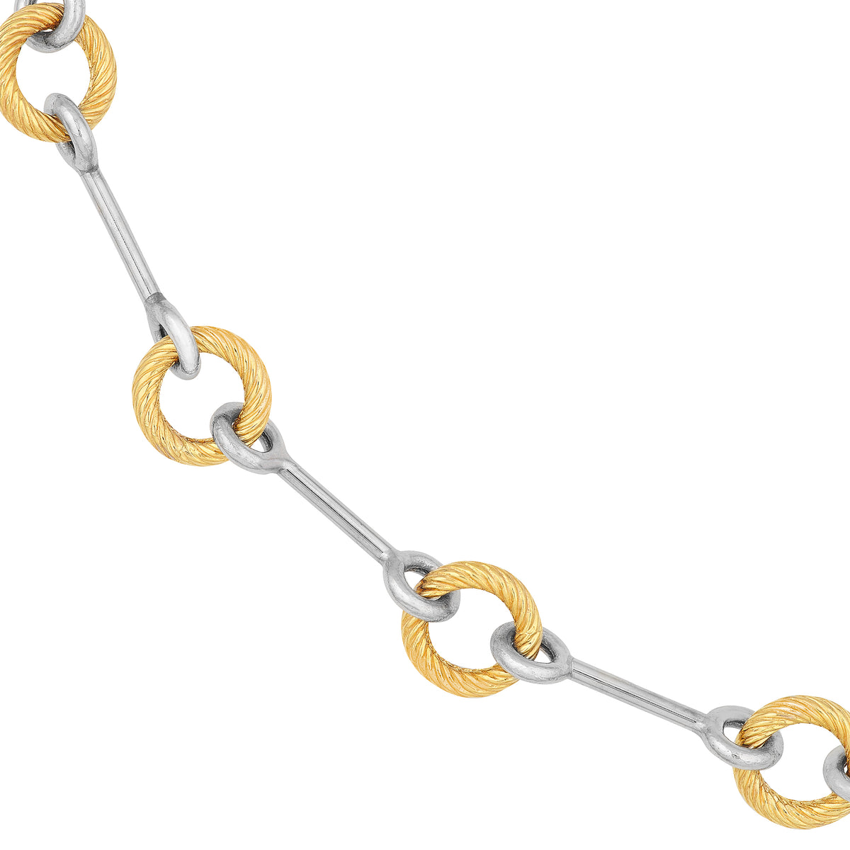 DFJ 14 Karat Two-Tone Alternating Texture Necklace