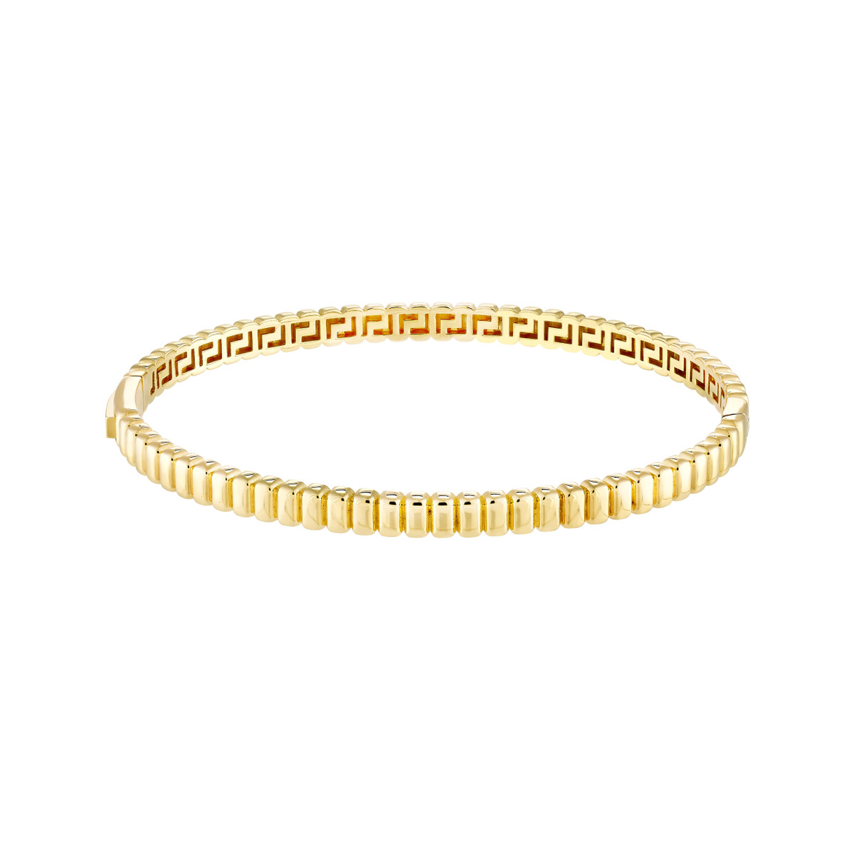 DFJ 14 Karat Yellow Gold Ribbed Bangle