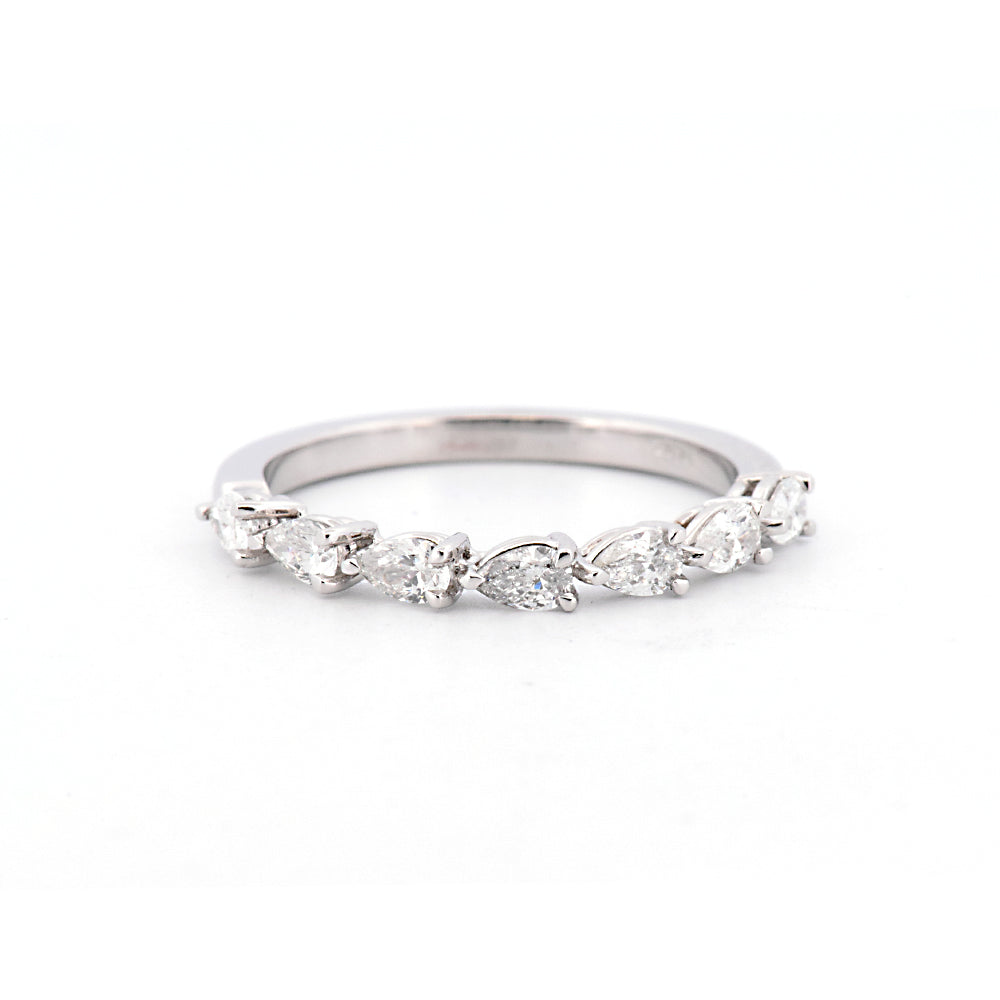 DFJ Platinum Seven Stone Pear Shape Diamond Band, 0.57TWT