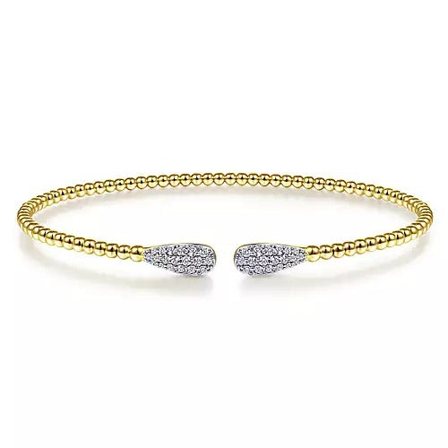 Gabriel &amp; Co. 14 Karat Yellow Gold Bujukan Diamond Teardrops Cuff 0.29TWT