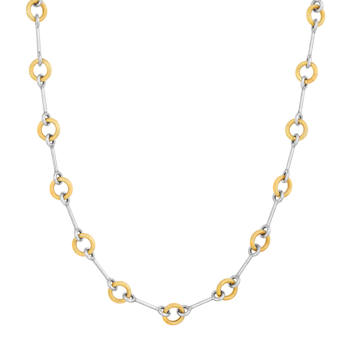 DFJ 14 Karat Two-Tone Alternating Texture Necklace
