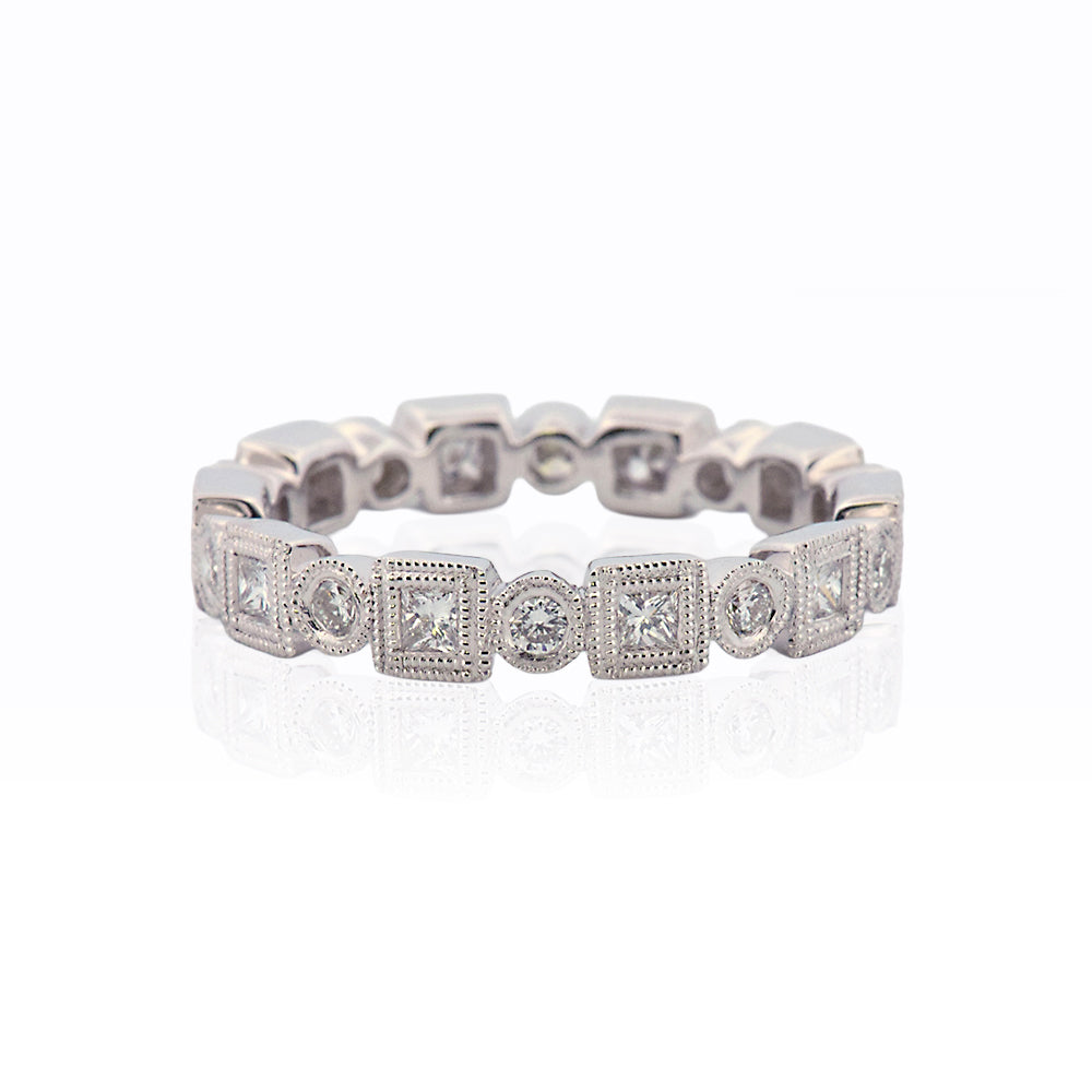 DFJ 14 Karat White Gold Bezel Set Diamond Band, 0.66tw