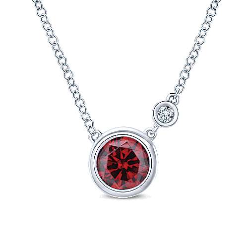 Gabriel & Co. Sterling Silver Bezel Set Garnet Necklace