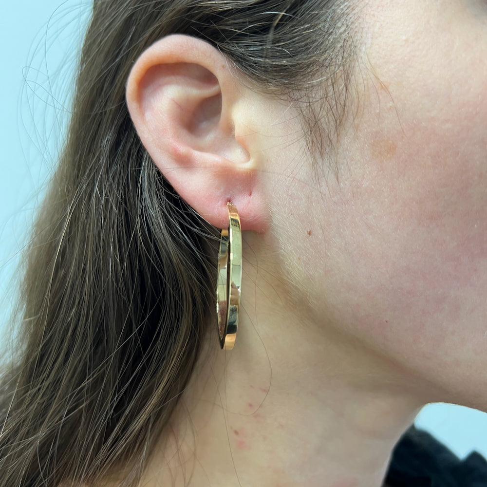 DFJ 14 Karat Yellow Gold Large Hoop Earrings