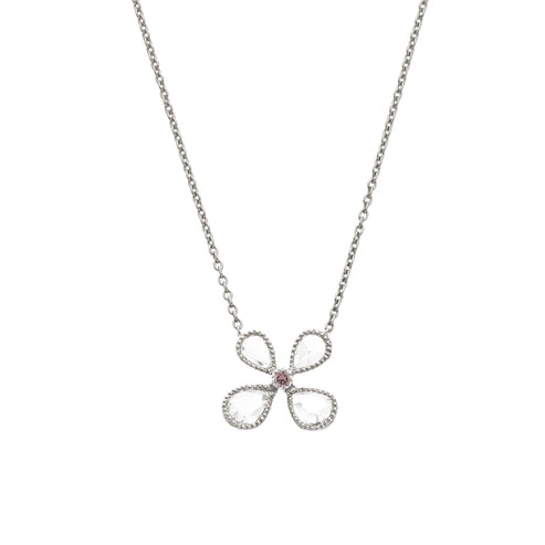Sethi Couture 18 Karat White Gold Fine Vine Pink Diamond Necklace
