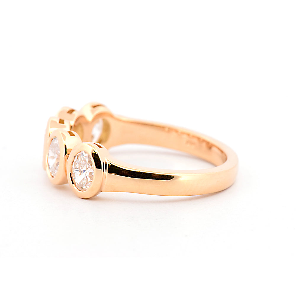 DFJ 18 Karat Yellow Gold Five Stone Oval Diamond Band, 1TWT