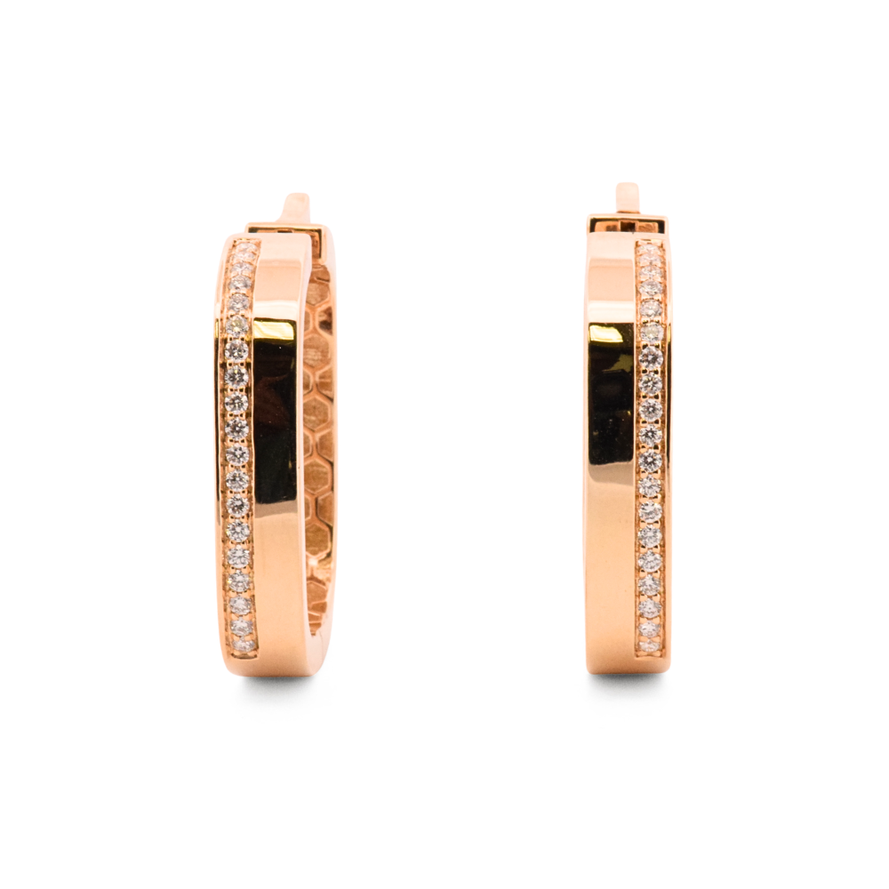 DFJ 18 Karat Yellow Gold Round Brilliant Diamond Large Hoop Earrings - 0.95TWT