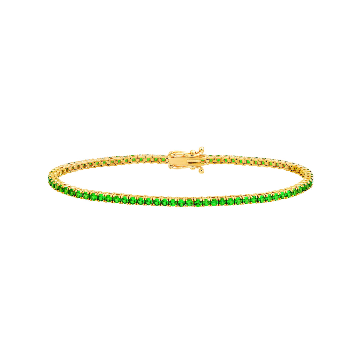 DFJ 14 Karat Yellow Gold Tsavorite Garnet Tennis Bracelet
