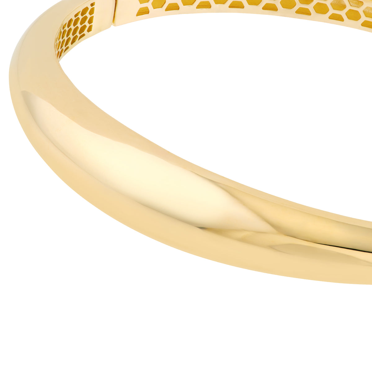 DFJ 14 Karat Yellow Gold Domed Tapered Bangle