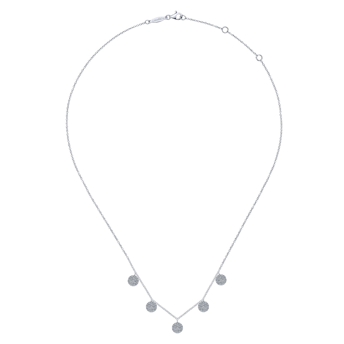 Gabriel &amp; Co. 14 Karat White Gold Diamond Disc Station Necklace