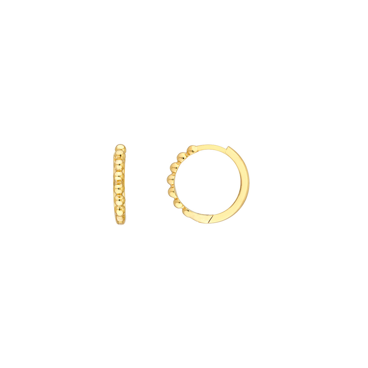 DFJ 14 Karat Yellow Gold Beaded Huggie Earrings