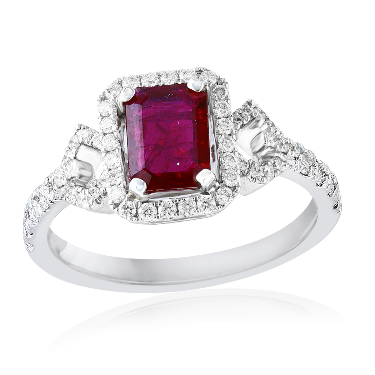 DFJ 18 Karat White Gold Ruby & Diamonds