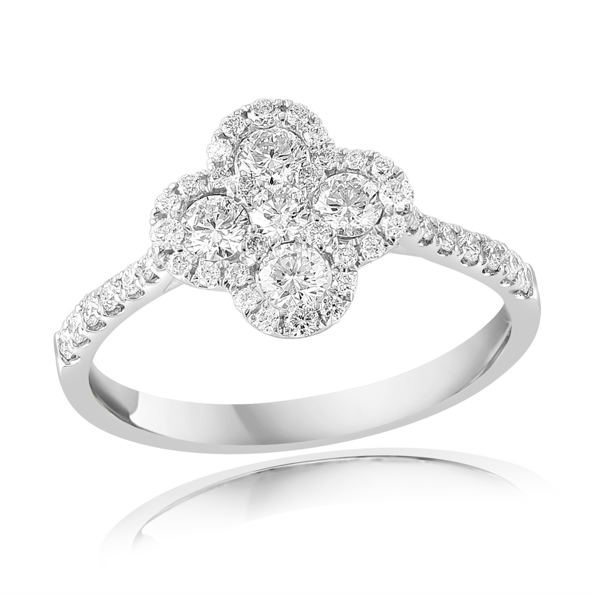 DFJ 18 Karat White Gold Round Brilliant Diamond Band, 0.7tw