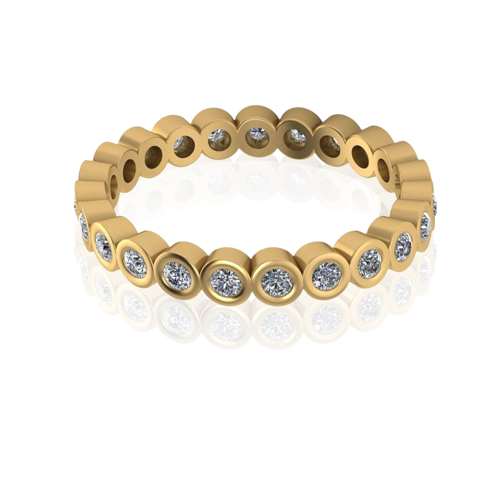 DFJ 18 Karat Yellow Gold Bezel Set Diamond Band, 0.72tw