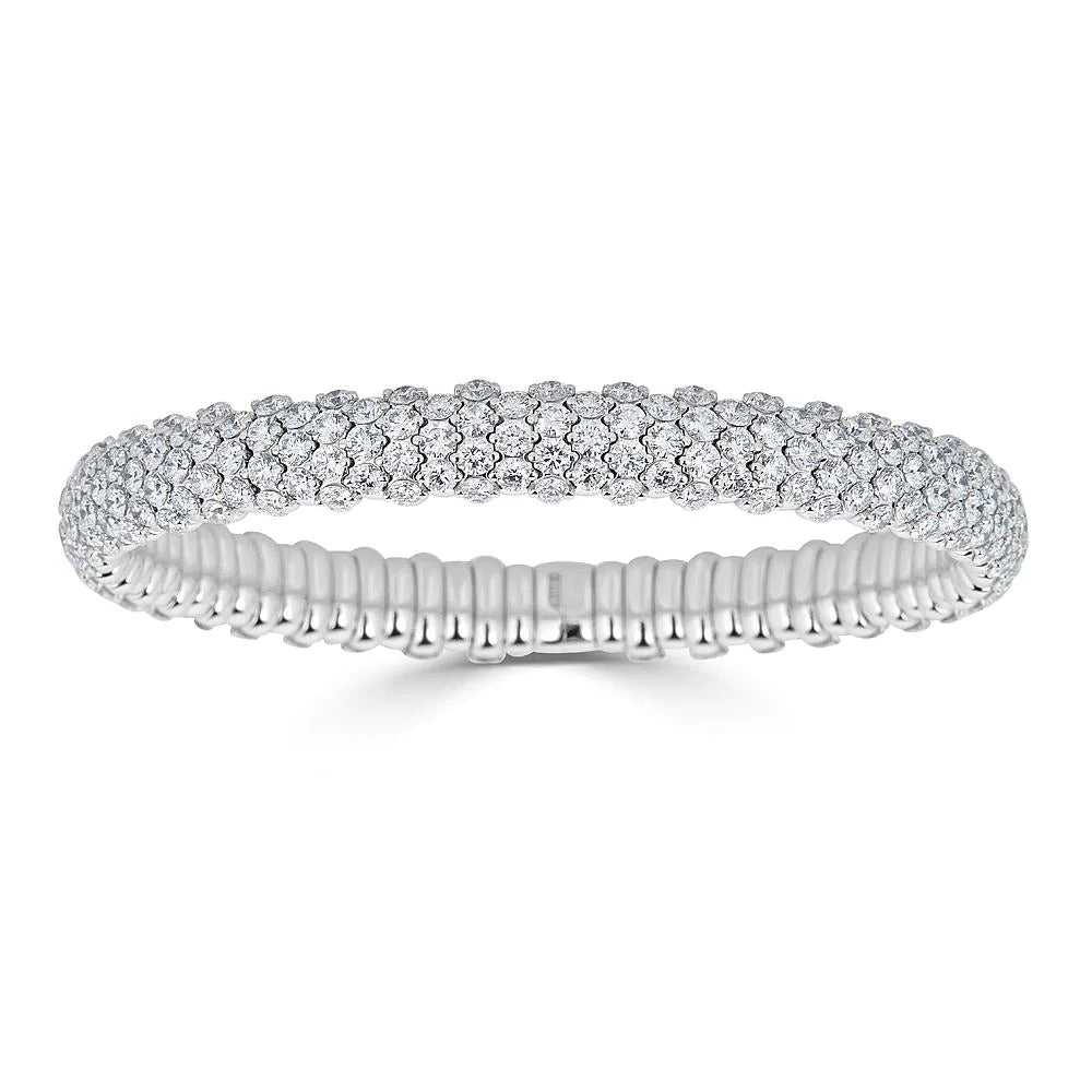 Zydo Italy 18 Karat White Gold Diamond Domed Stretch Bracelet 10.47TWT