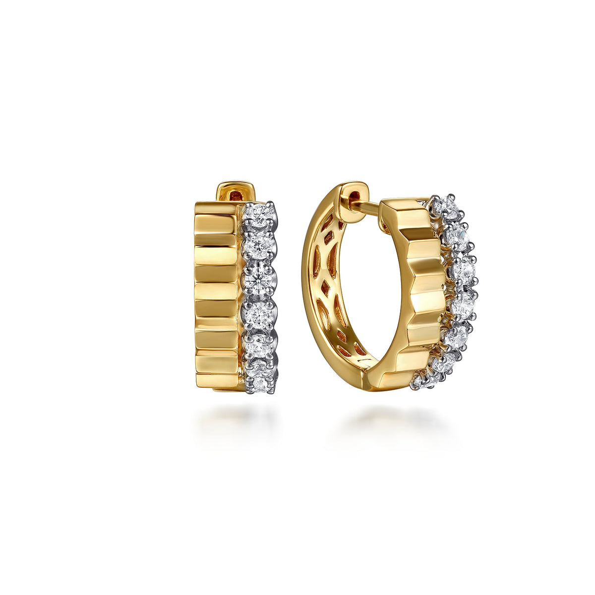 Gabriel &amp; Co. 14 Karat Two-Tone Four Prong Set Diamond Earrings, 0.34tw