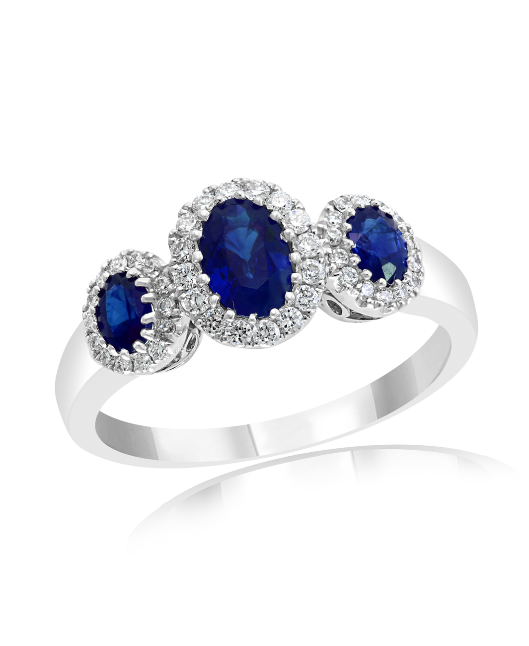 DFJ 18 Karat White Gold Sapphire & Sapphires 3 Stone