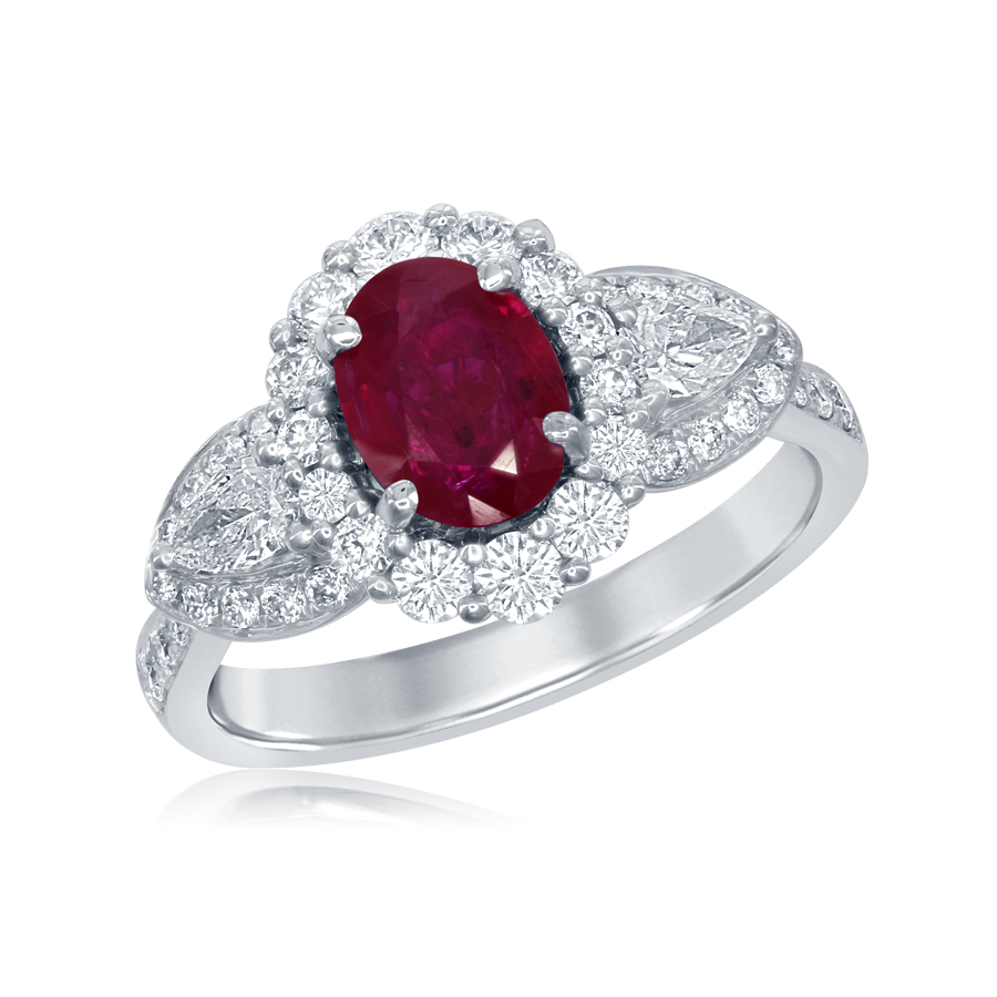 DFJ 18 Karat White Gold Ruby & Diamonds