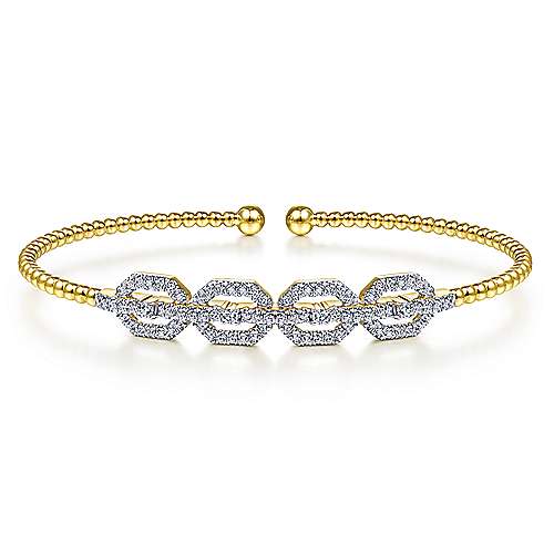 Gabriel &amp; Co. 14K Yellow Gold Bujukan Diamond Linked Bangle 0.63TWT