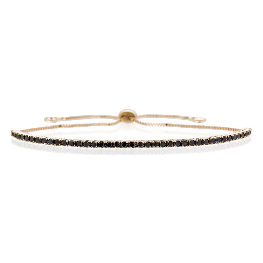 Sethi Couture 18 Karat Yellow Gold Eloise Black Diamond Bolo Bracelet 1.09TWT
