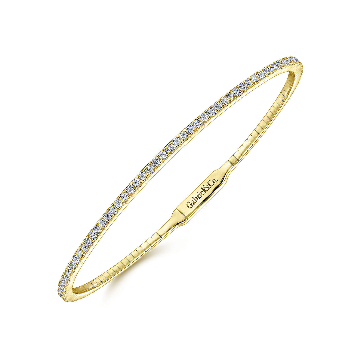 Gabriel &amp; Co. 14 Karat Yellow Gold Diamond Eternity Bangle Bracelet 1.22TWT