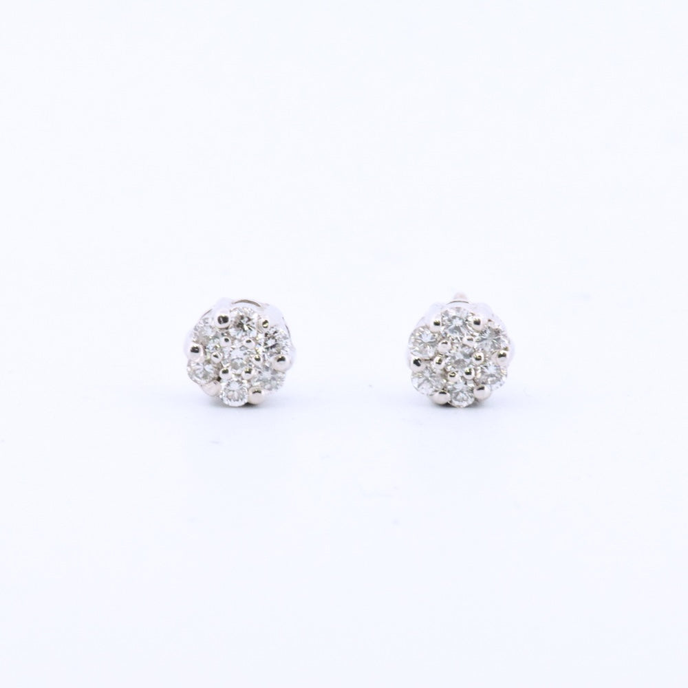 DFJ 14 Karat White Gold Pave Set Diamond Earrings, 0.25tw