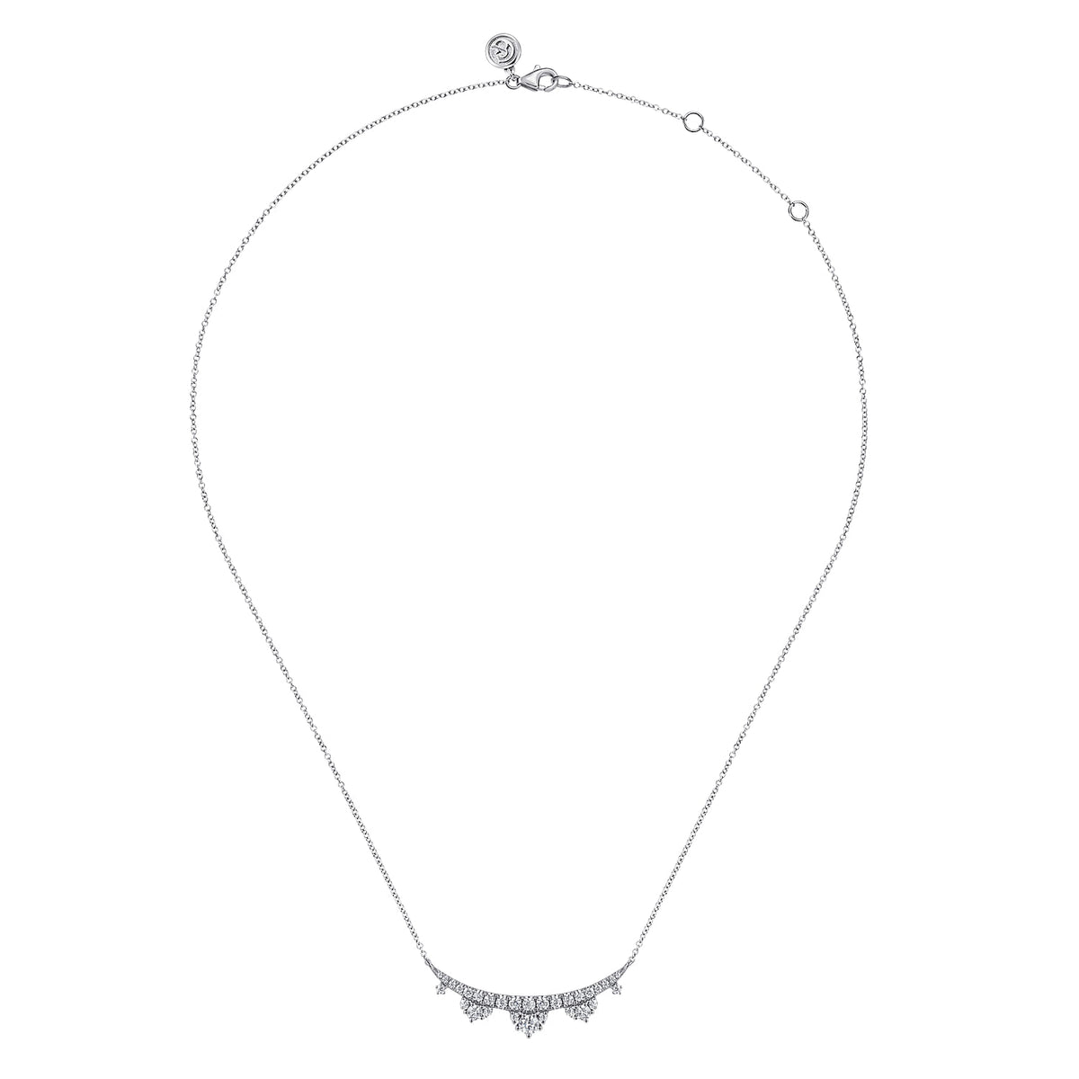 Gabriel &amp; Co. 14K White Gold Graduating Diamond Bar Necklace