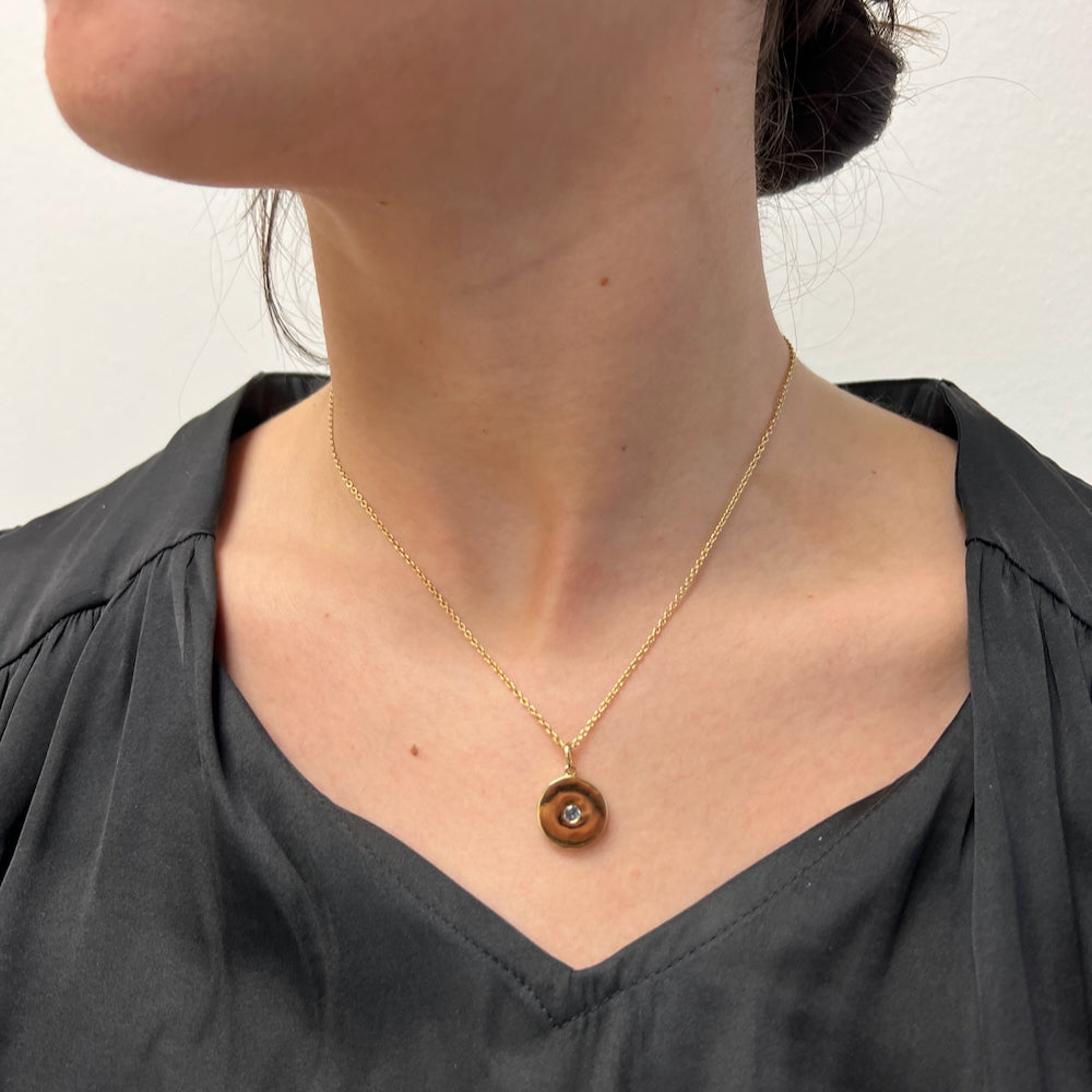 DFJ 14 Karat Yellow Gold 14mm Disc Pendant