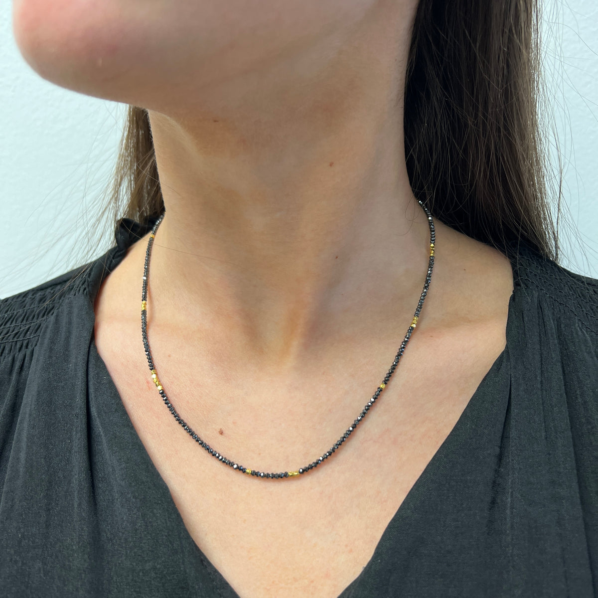 Sethi Couture 18 Karat Yellow Gold Bead and Noir Black Diamond Necklace