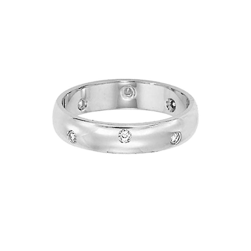 DFJ Platinum Flush Set Diamond Band, 0.16tw