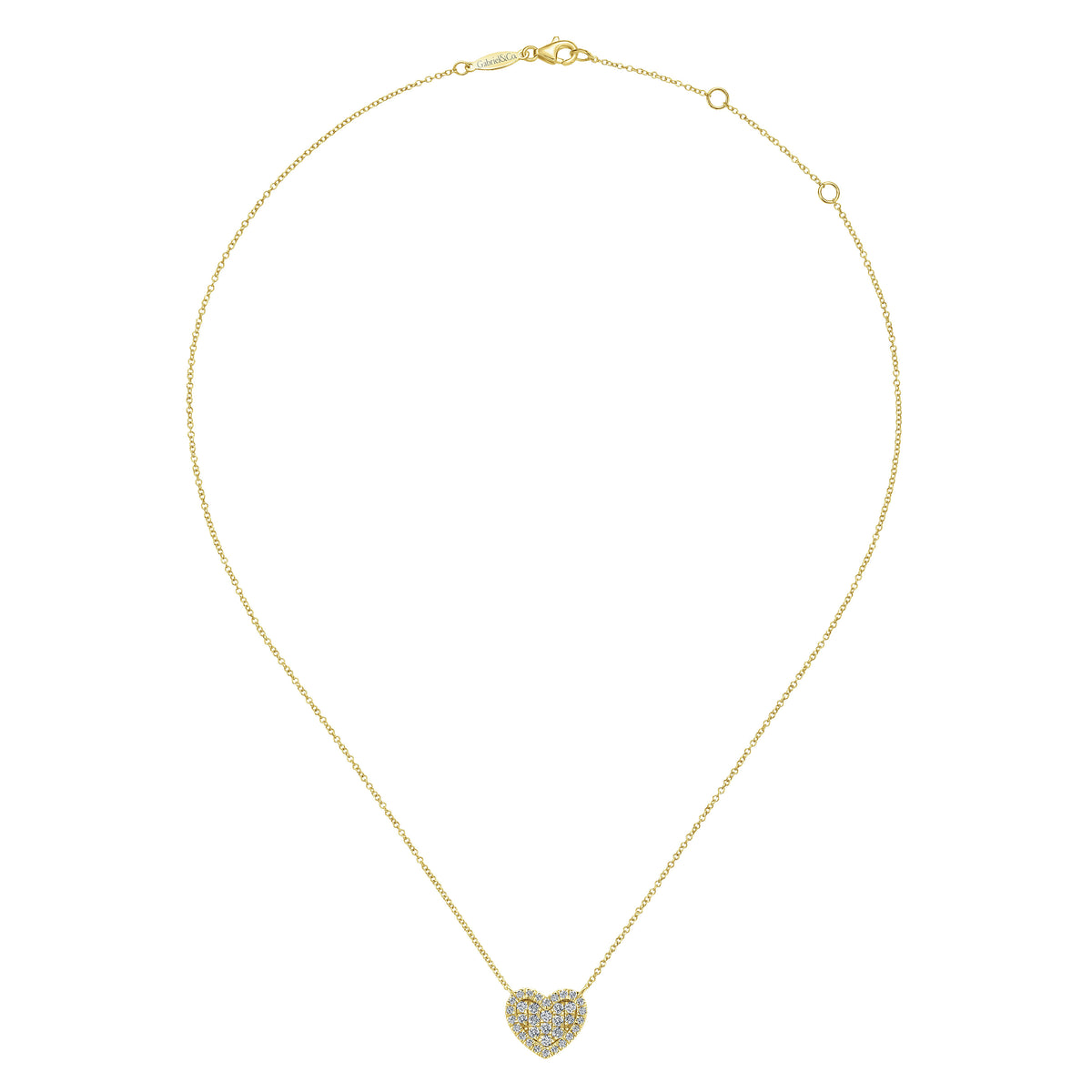 Gabriel &amp; Co. 14K Yellow Gold Pave Diamond Heart Necklace