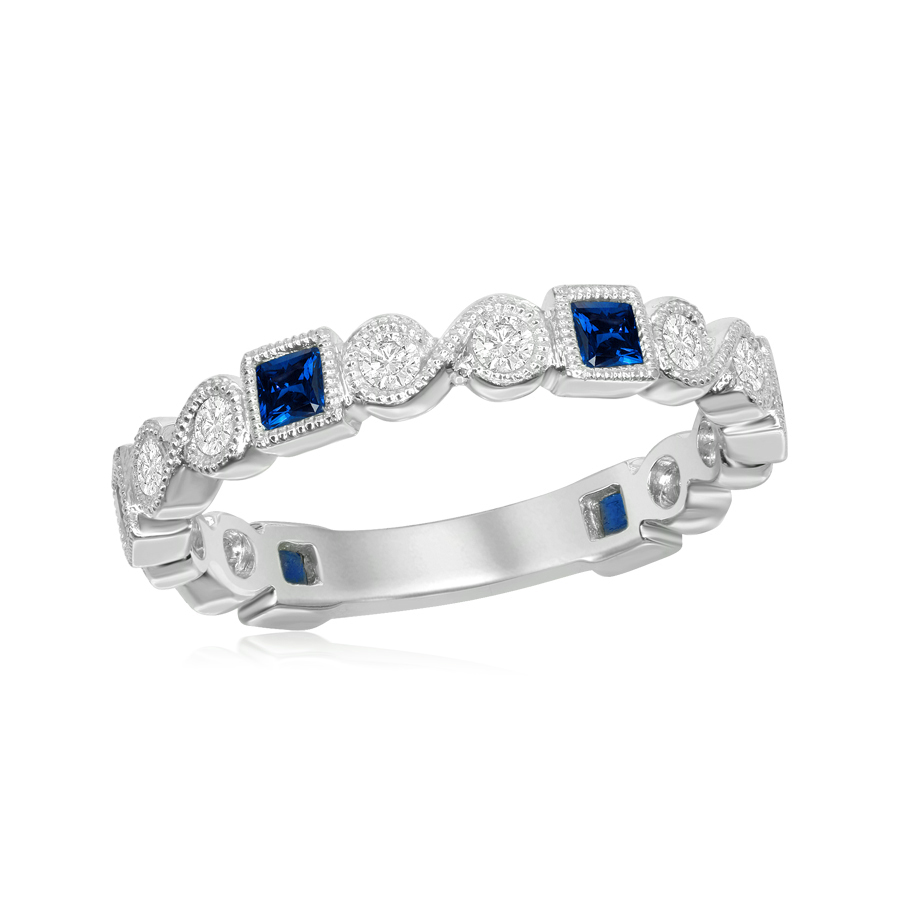 DFJ 18 Karat White Gold Sapphires & Diamonds
