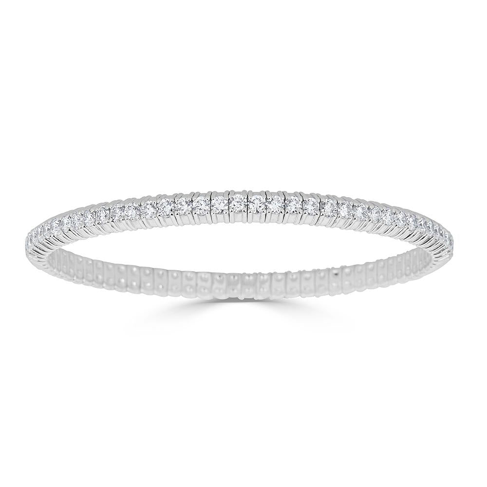 Zydo Italy 18 Karat White Gold Diamond Stretch Tennis Bracelet 3.3TWT