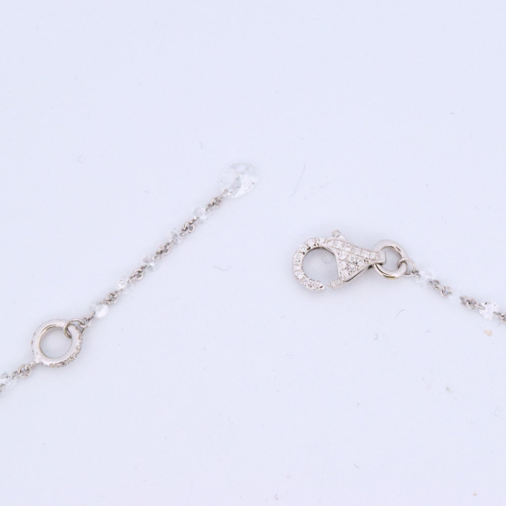 DFJ 18 Karat White Gold Floating Blue Sapphire & Diamond Necklace