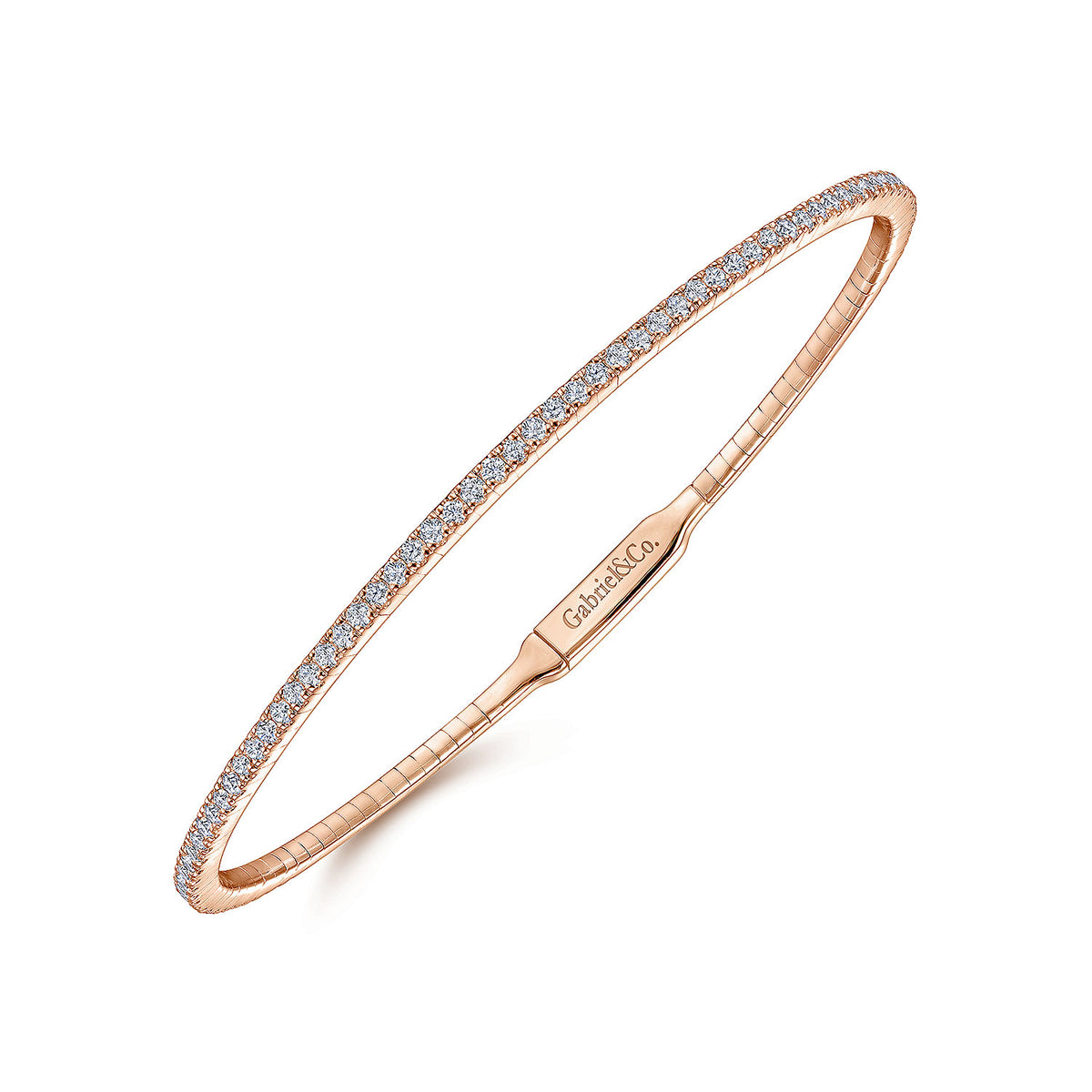 Gabriel &amp; Co. 14 Karat Rosé Gold Diamond Eternity Bangle Bracelet 1.28TWT