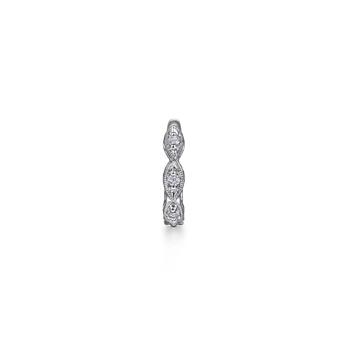 Gabriel &amp; Co. 14 Karat White Gold Pave Set Diamond Earrings, 0.05tw