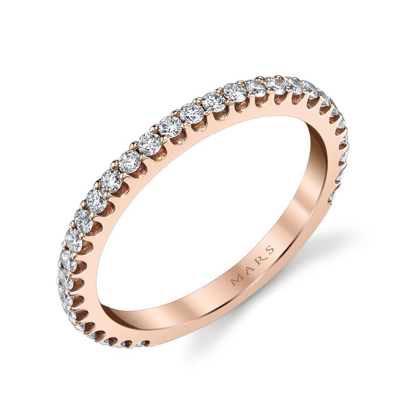 DFJ 14 Karat Rosé Gold Shared Prong Set Diamond Band, 0.51tw