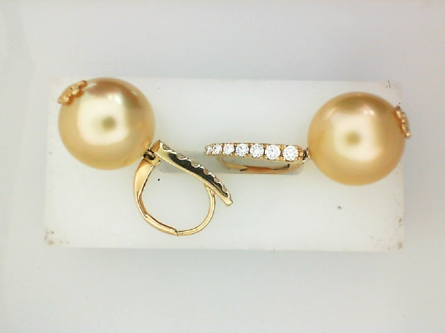 DFJ 14 Karat Yellow Gold 12x13mm South Sea Pearl Earrings