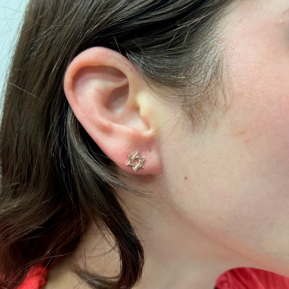 DFJ 14 Karat Rosé Gold Star of David Stud Earrings
