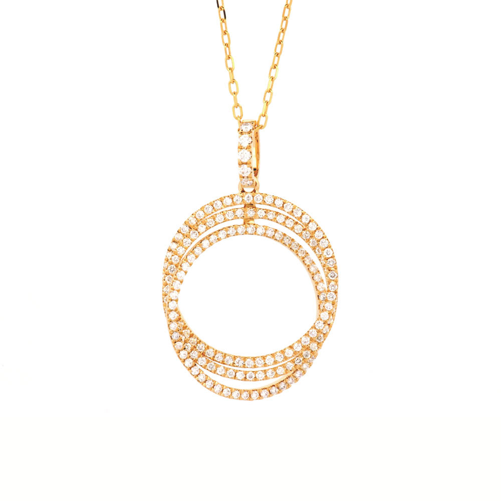 DFJ 18 Karat Yellow Gold Trinity Diamond Necklace