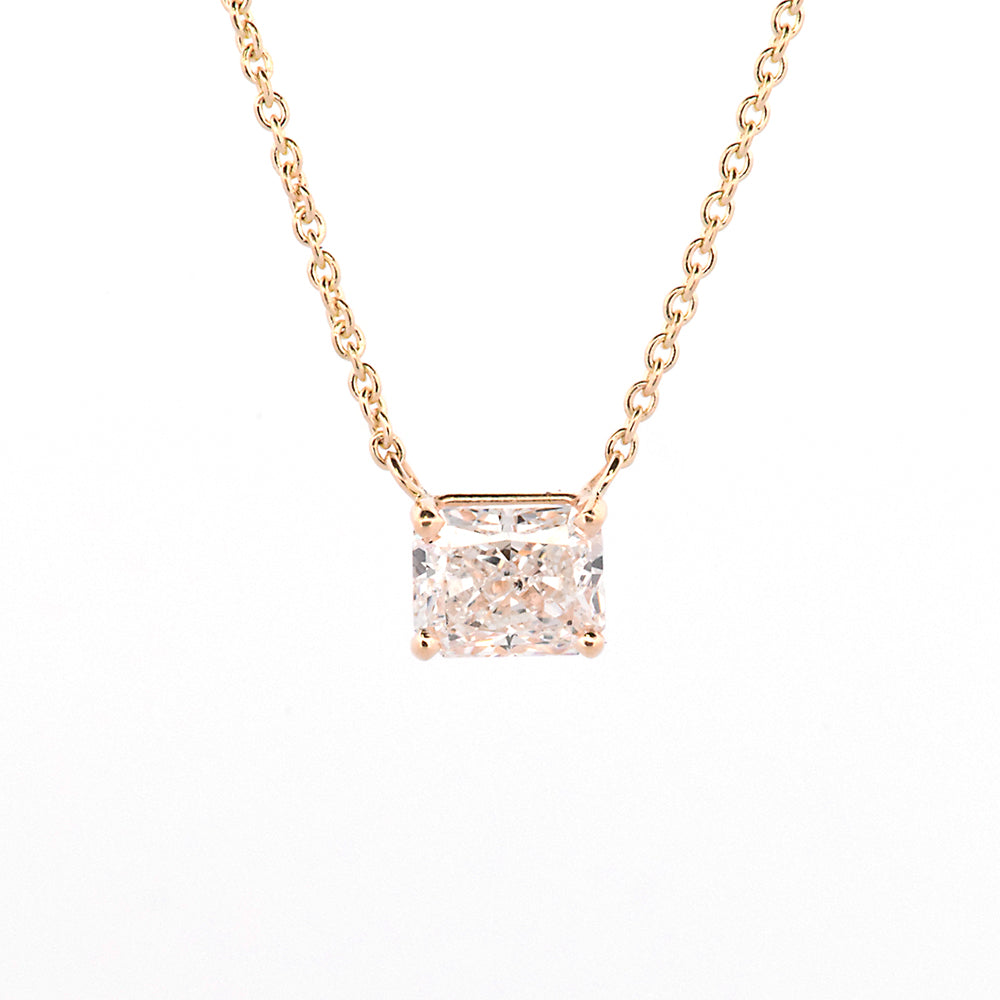 DFJ 14 Karat Yellow Gold 1.01ct Radiant Diamond Solitaire Pendant