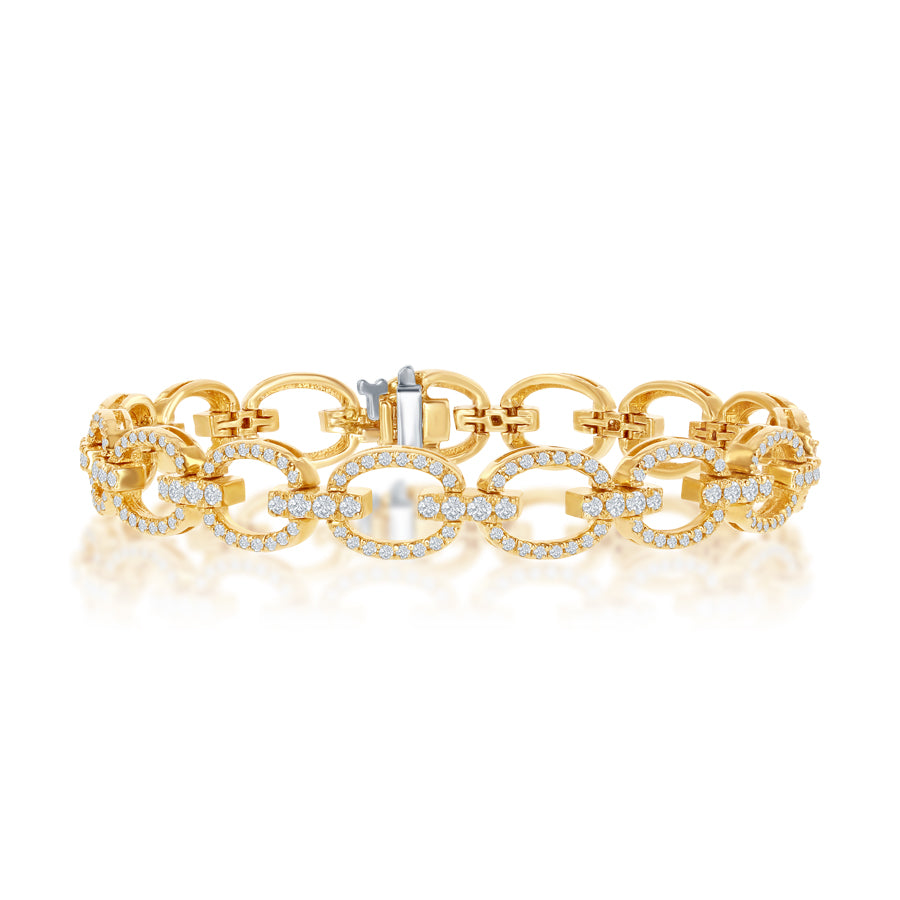 DFJ 14 Karat Yellow Gold Diamond Open Link Bracelet 3.04TWT