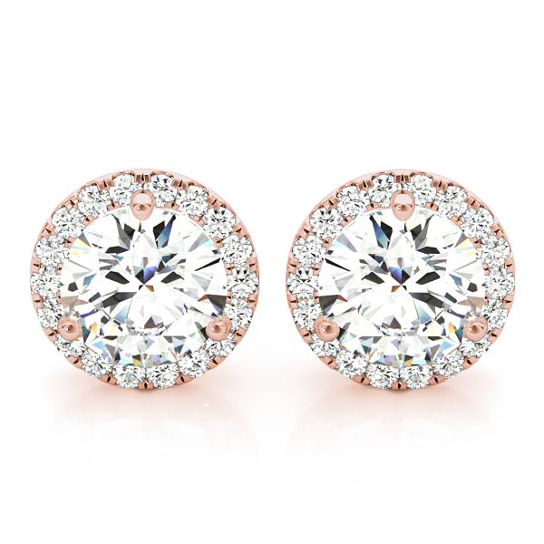DFJ 14 Karat Rosé Gold Prong Set Diamond Earrings, 0.74tw