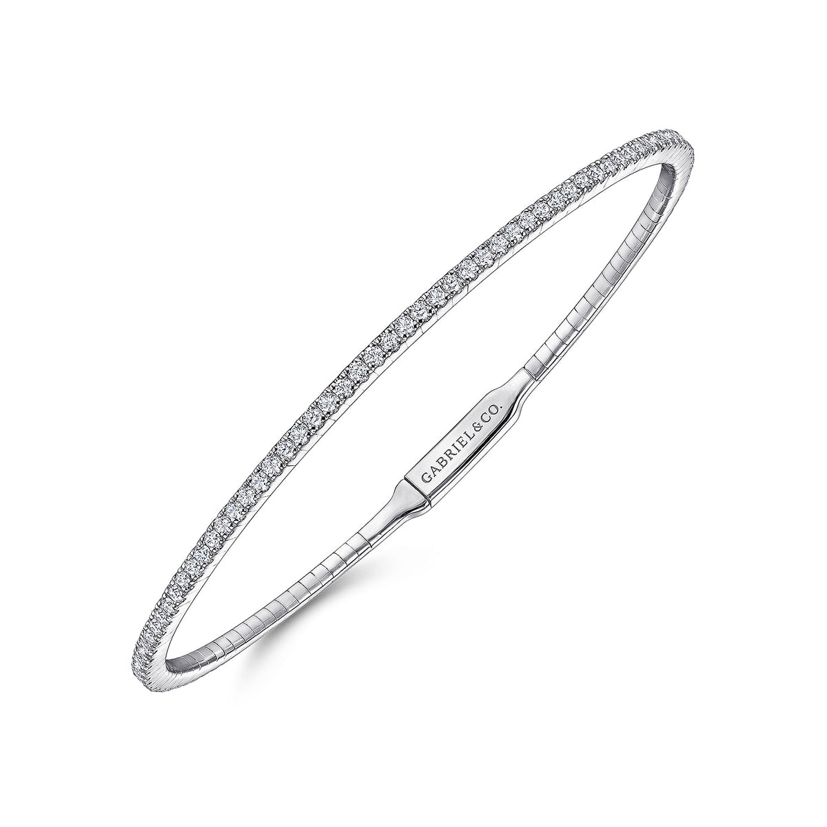 Gabriel &amp; Co. 14 Karat White Gold Diamond Eternity Bangle Bracelet 1.22TWT