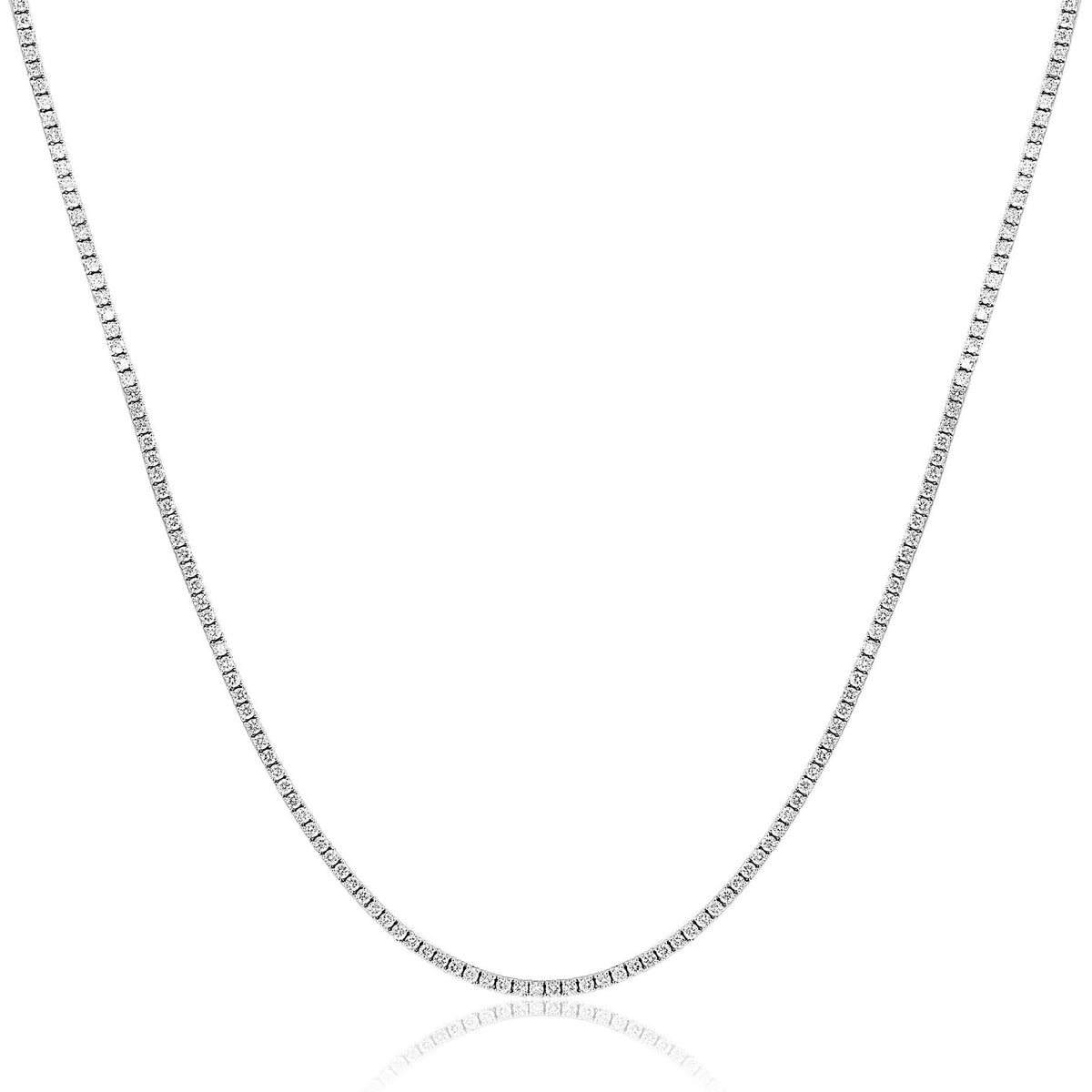 DFJ 14 Karat White Gold Tennis Diamond Necklace, 5.22 TWT