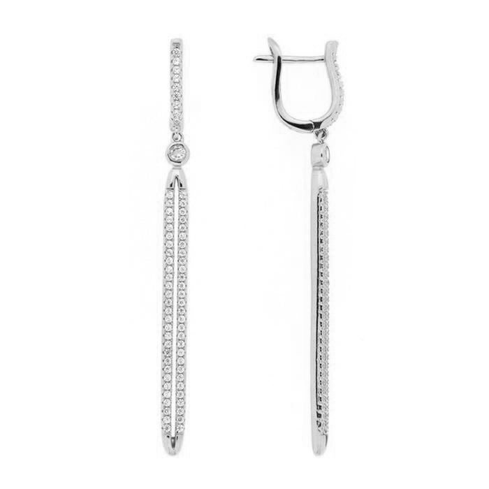 DFJ 14 Karat White Gold Pave Set Diamond Earrings, 0.9tw