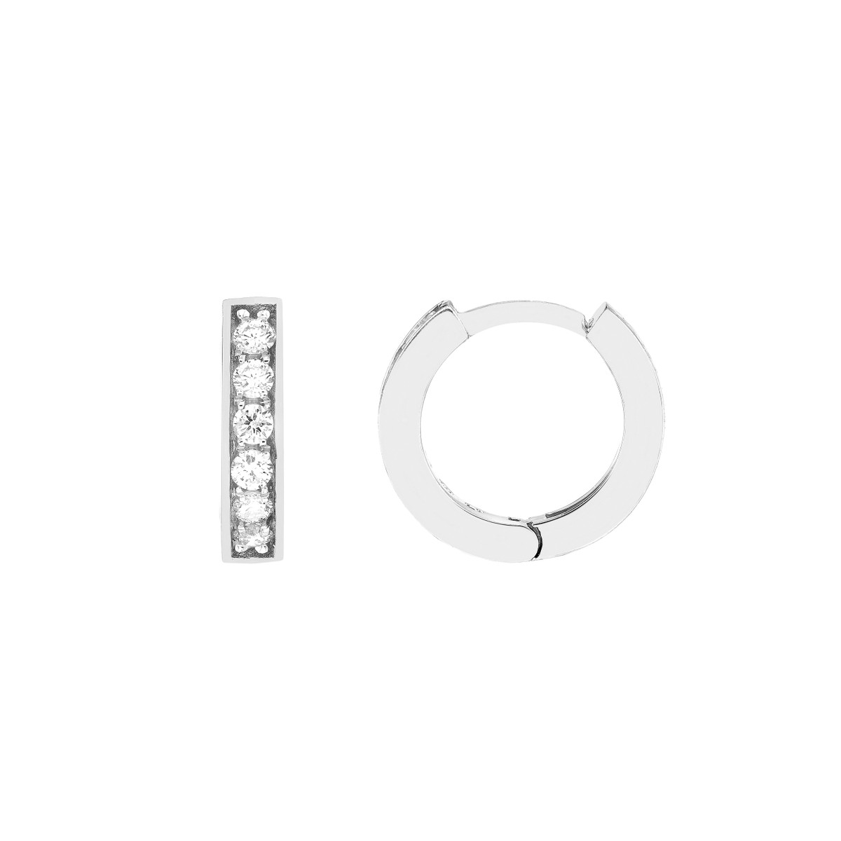 DFJ 14 Karat White Gold Channel Prong Set Diamond Earrings, 0.125tw