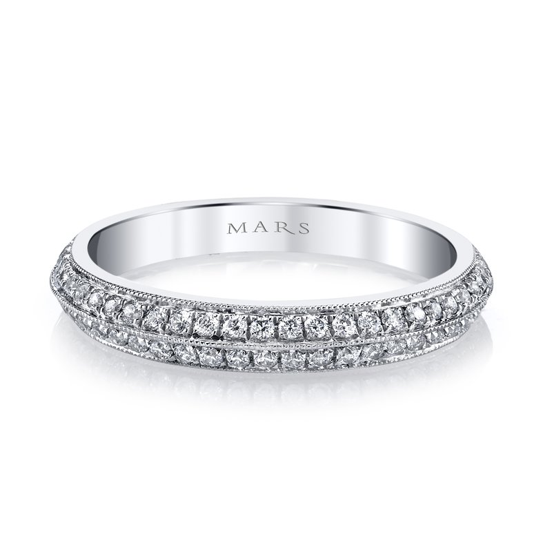 DFJ 18 Karat White Gold Pave Set Diamond Band, 0.35tw